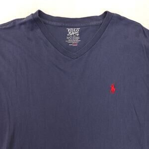 Polo Ralph Lauren Casual V Neck Short Sleeve Shirt Mens Size Medium M Blue